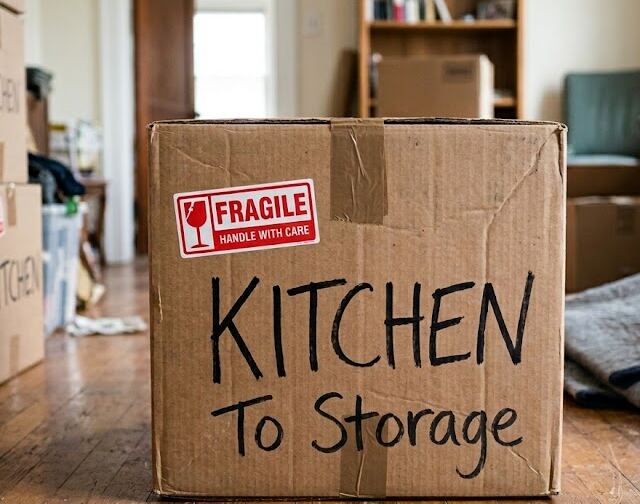 packing dishes and glasses for storage